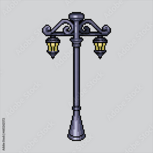 Pixel art illustration street light. Pixelated street lamp. street light or lamp
icon pixelated for the pixel art game and icon for website and video game.
old school retro.
