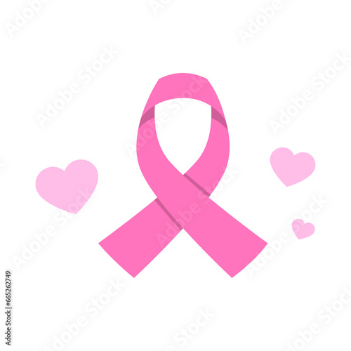 Vector pink ribbon symbol of breast cancer disease vector illustration isolated on background