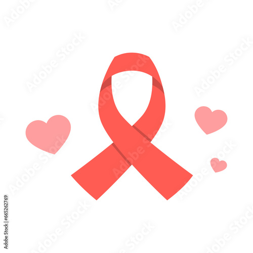 Vector red ribbon symbol of breast cancer disease vector illustration isolated on background