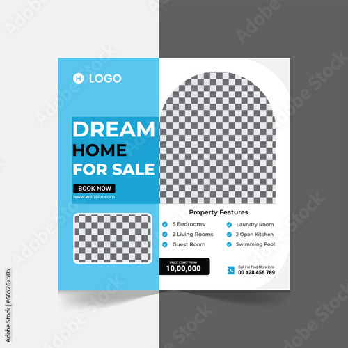 Real Estate social media post design for square web banner design template.