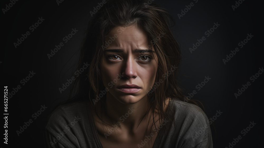 Portrait of a Woman Experiencing Depression, Use in Mental Health Awareness or Support Campaigns Portrait of a Woman Experiencing Depression, Use in Mental Health Awareness or Support Campaigns