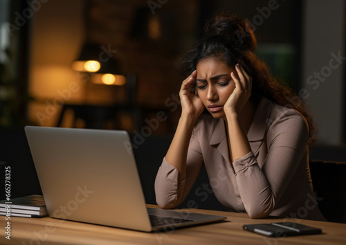 unhappy Indian female employee upset