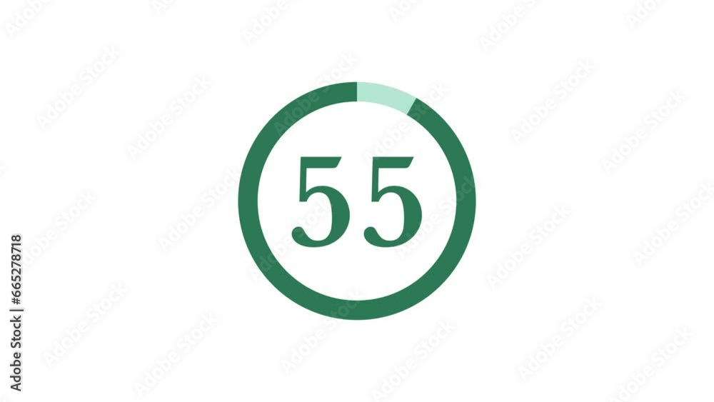 60 seconds (1 minute) retro and classical green countdown timer with circle on white background. 4K Motion Graphics. 60 seconds (1 minute) retro and classical green countdown timer with circle on white background. 4K Motion Graphics.
