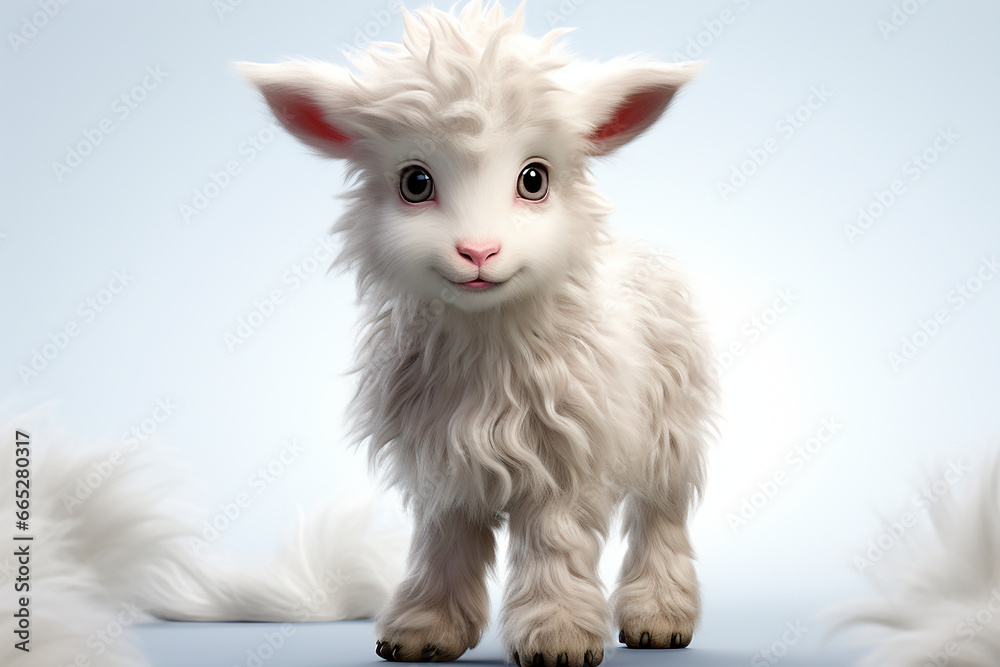 Goat on a white background. Adorable 3D cartoon animal portrait. Goat on a white background. Adorable 3D cartoon animal portrait.