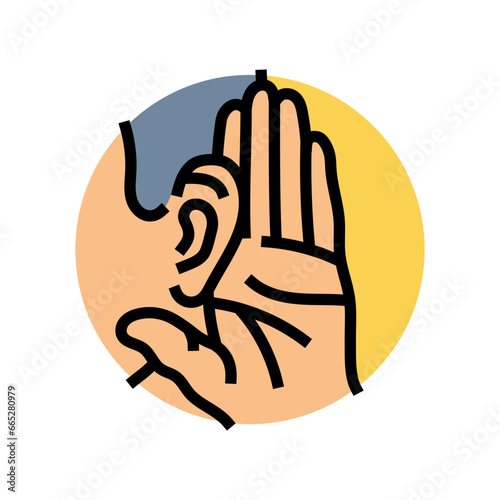 difficulty hearing disease symptom color icon vector. difficulty hearing disease symptom sign. isolated symbol illustration