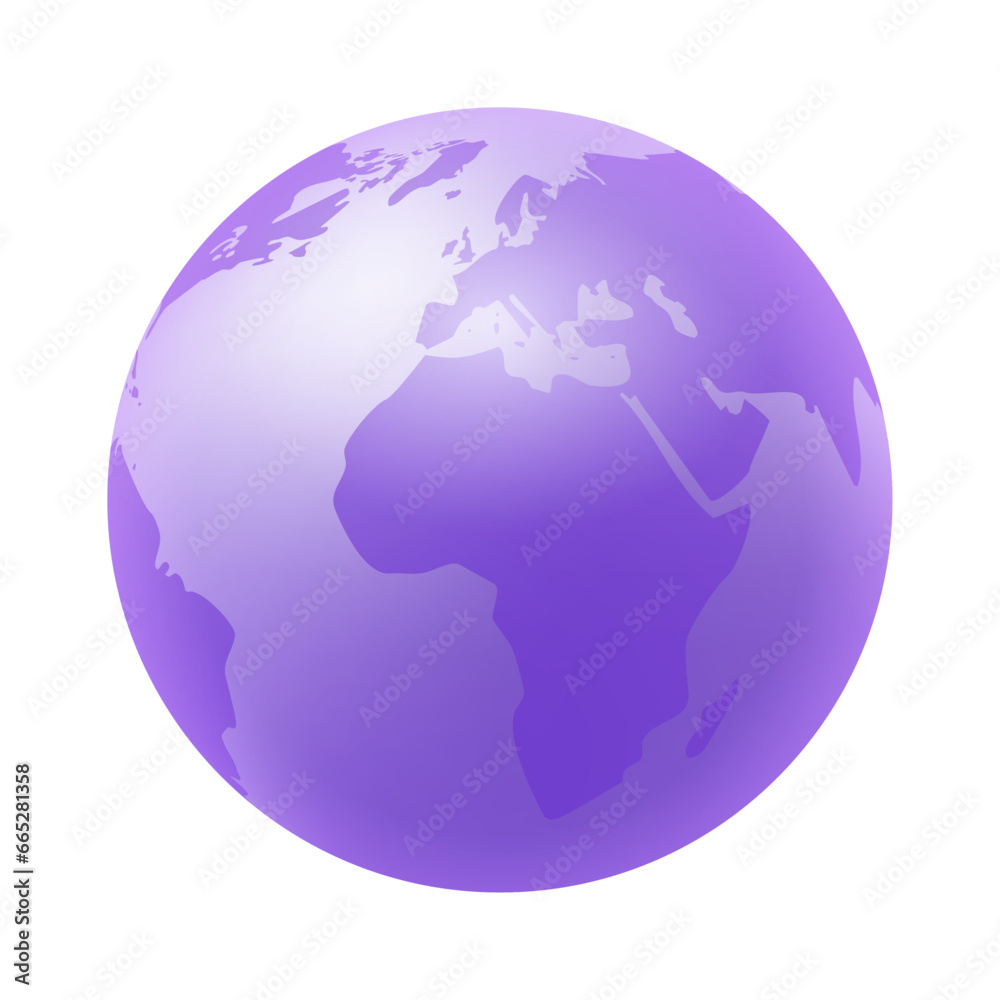 Vector vector world globe map. north america centered map. purple planet sphere icon Vector vector world globe map. north america centered map. purple planet sphere icon