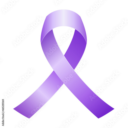 Vector world cancer day realistic purple ribbon icon. vector illustration