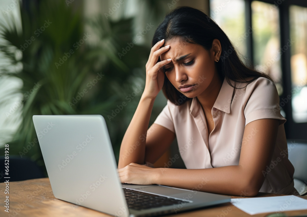 unhappy Indian female employee upset unhappy Indian female employee upset