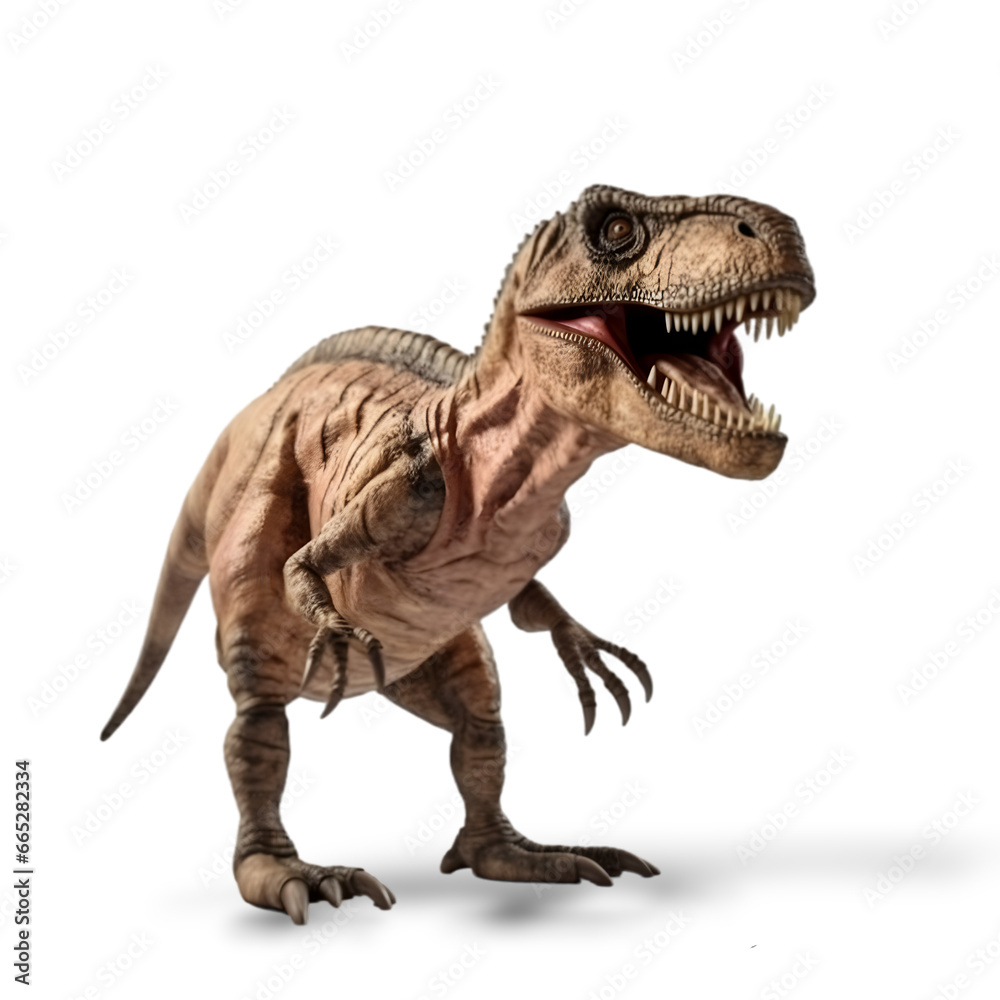 Roaring Predator Tyrannosaurus Rex isolated on transparent background. 