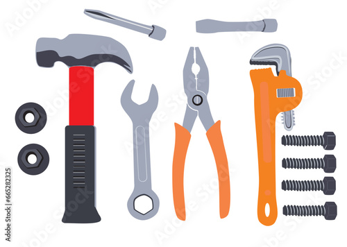 plumbers tools isolated on white