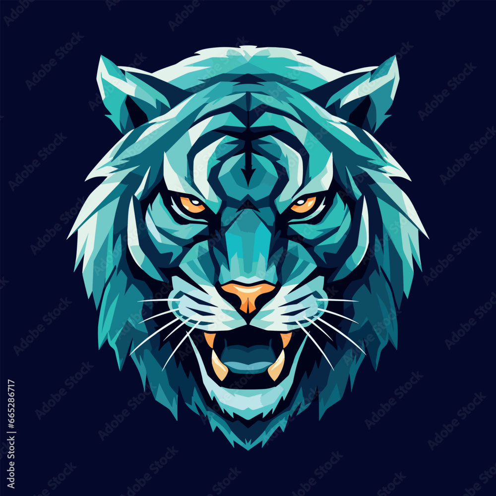Vector illustration of an emerald tiger head isolated on a dark background Vector illustration of an emerald tiger head isolated on a dark background