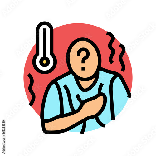 chronic fever no known cause disease symptom color icon vector. chronic fever no known cause disease symptom sign. isolated symbol illustration