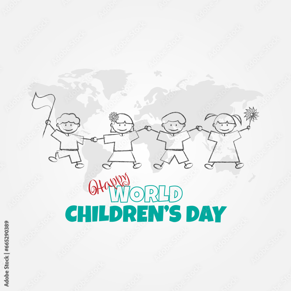 World Children's Day poster with children holding hands