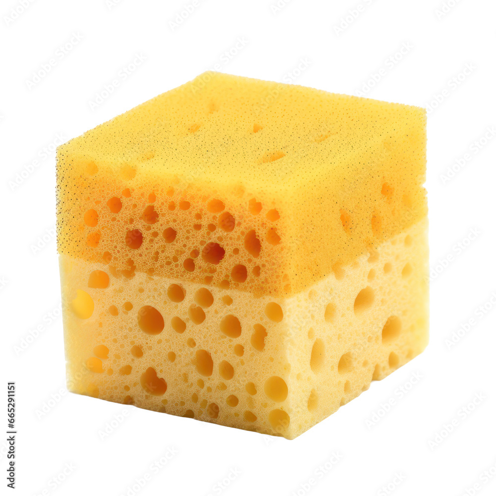 Yellow sponge isolated on transparent background,transparency 