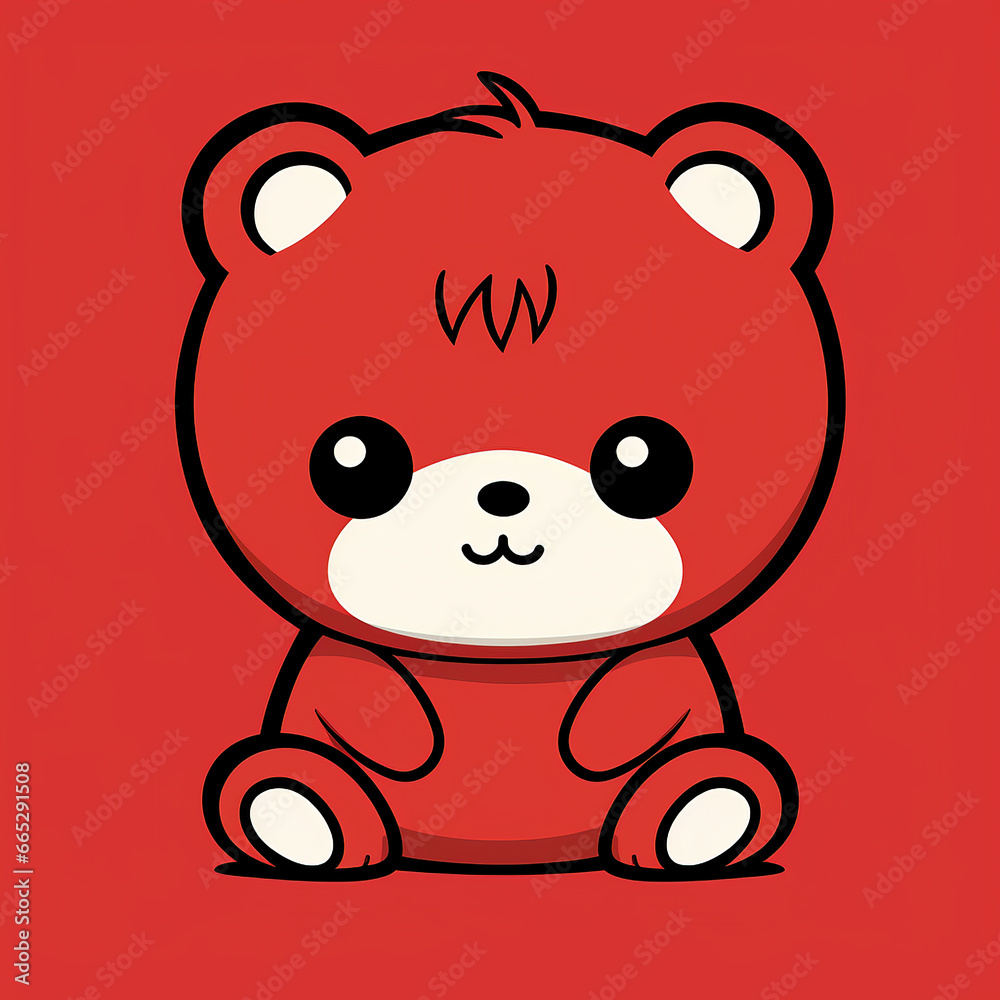 A cute, big eyed, Kawaii style bear minimal vector with simple shapes and bold outlines illustration. A cute, big eyed, Kawaii style bear minimal vector with simple shapes and bold outlines illustration.