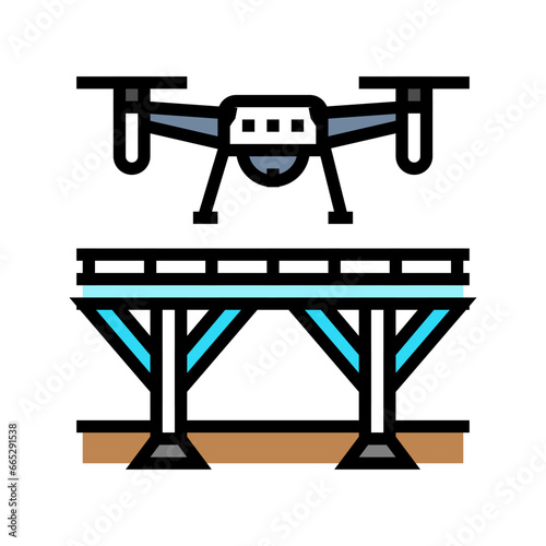 bridge inspection drone color icon vector. bridge inspection drone sign. isolated symbol illustration