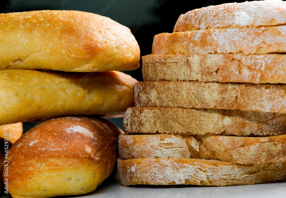 Stack of bread close-up view Stack of bread close-up view
