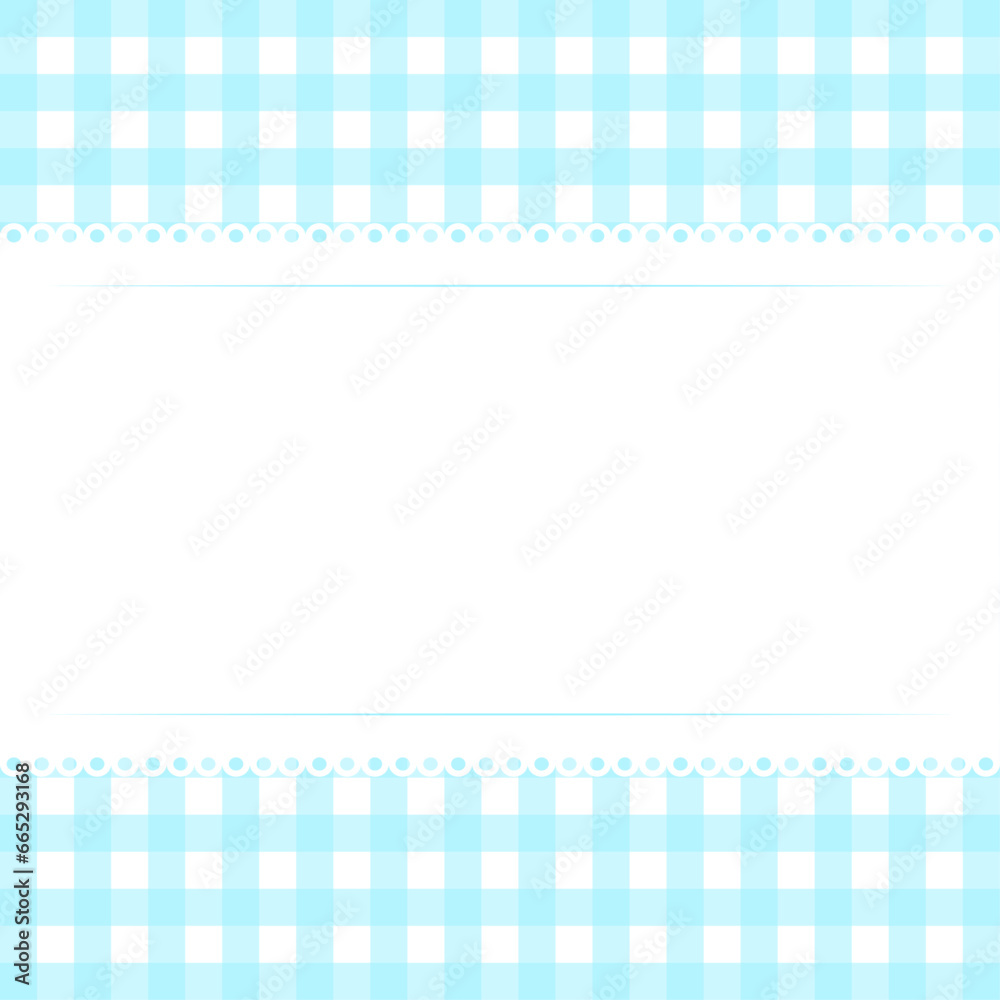 Vector blank template layout white lace stripe on blue checkered background vector flat illustration Vector blank template layout white lace stripe on blue checkered background vector flat illustration