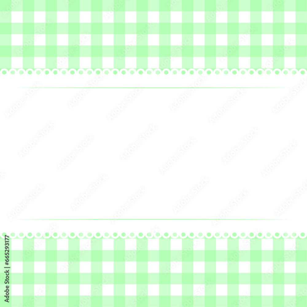 Vector blank template layout white lace stripe on green checkered background vector flat illustration Vector blank template layout white lace stripe on green checkered background vector flat illustration