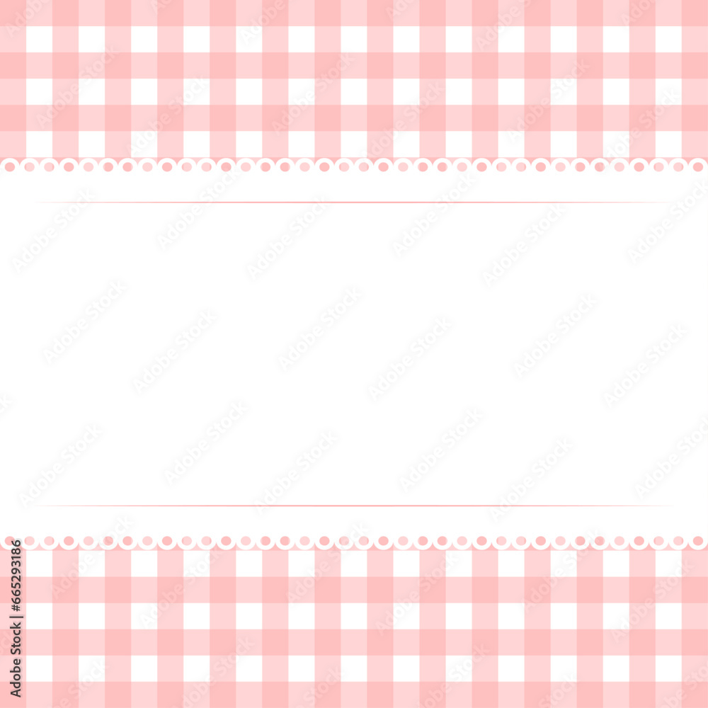 Vector blank template layout white lace stripe on red checkered background vector flat illustration Vector blank template layout white lace stripe on red checkered background vector flat illustration