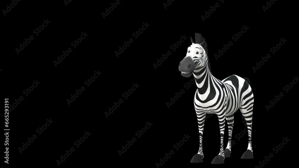 Funny Zebra Jump in to Wave. Animal Peaking Out From Blank Transparent Screen.
