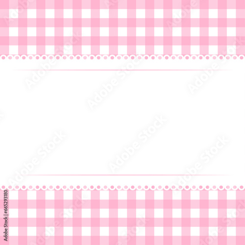 Vector blank template layout white lace stripe on pink checkered background illustration