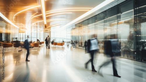 Business people rushing in office lobby with motion blur © Summit Art Creations