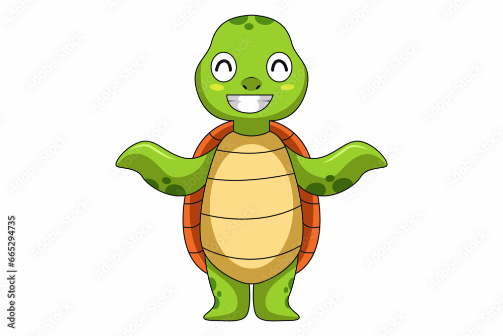 Fototapeta premium Cute Turtle Character Design Illustration