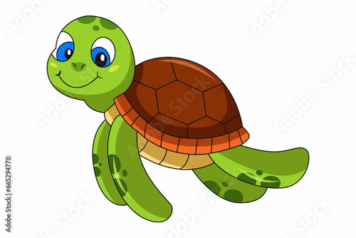 Cute Turtle Character Design Illustration