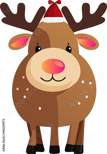 Cute Christmas Cartoon Reindeer.