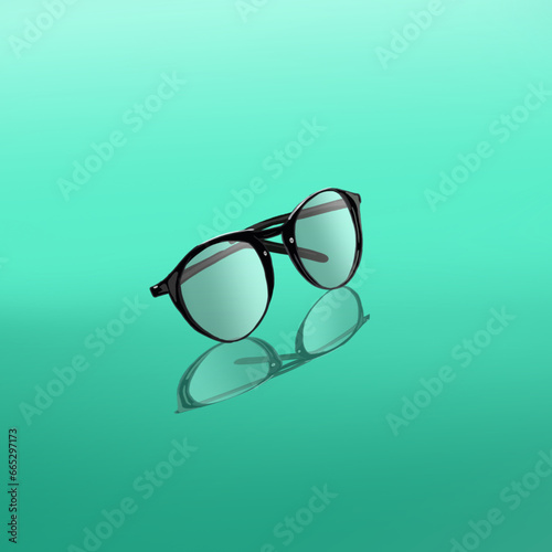 a book reading glasses with a bright and dark blue gradient background