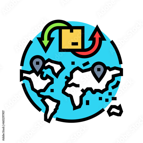 cross border trade logistic manager color icon vector. cross border trade logistic manager sign. isolated symbol illustration