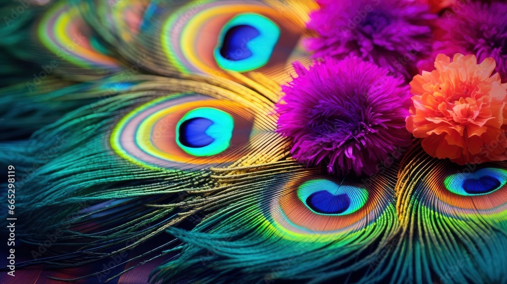 Obraz premium Beautiful florals peacock feather.