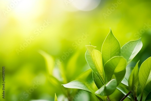 Nature of green leaf in a garden in summer under sunlight. Spring background.