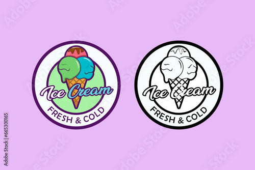 Logo ice cream illustration flat design