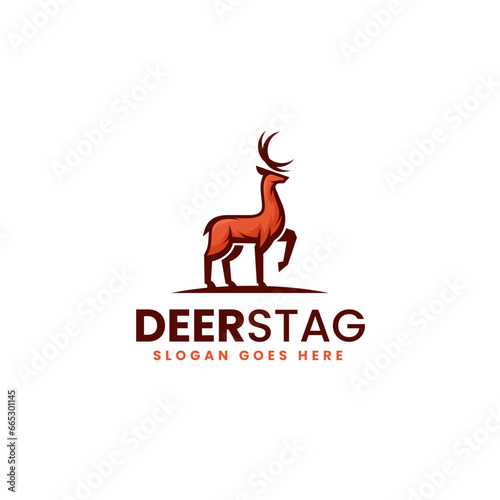 Vector Logo Illustration Deer Stag Simple Mascot Style