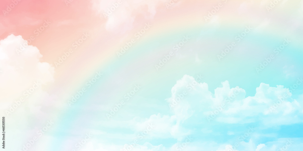 cloudy sky with pastel color background, green to pink gradient