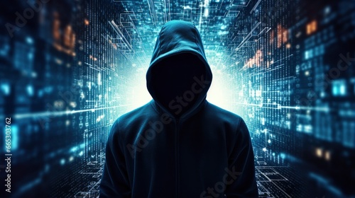 Unveiling the Anonymous Hacker. Digital Intrigue, Invisible Threats. photo