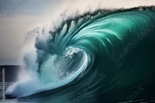 Extreme close up of thrashing emerald ocean waves. © Fatema