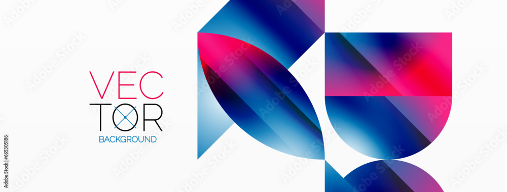 Serene gradient template. Circles and triangles mingle in minimalist perfection. Gentle fusion of forms and hues creates balanced yet captivating backdrop, embodying modern sophistication