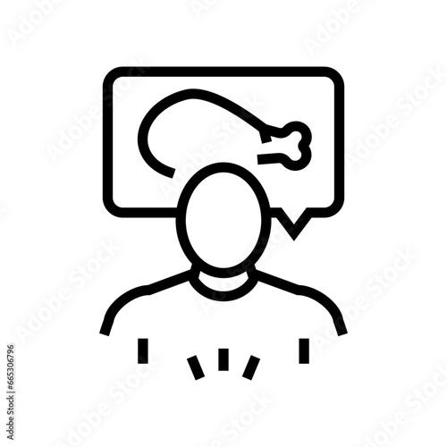excessive hunger disease symptom line icon vector. excessive hunger disease symptom sign. isolated contour symbol black illustration