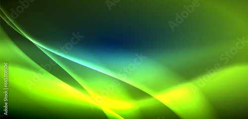 Dynamic waves in ethereal glow of neon lights. Concept merges fluidity of motion with vibrant allure of neon, crafting entrancing backdrop that embodies both vitality and futuristic sophistication