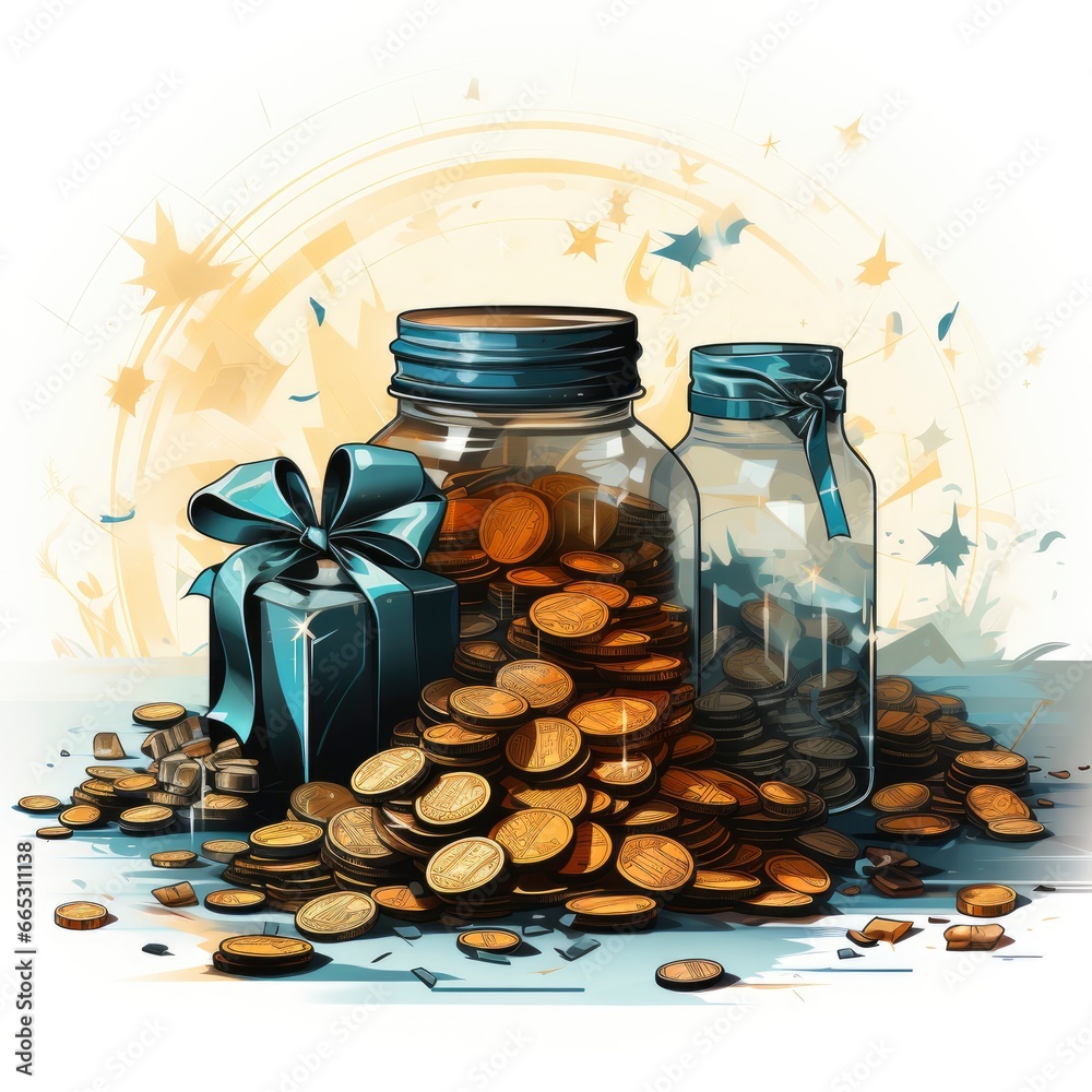 Couponing For Gifts And Surprises Gift Savings, Cartoon Illustration Background Couponing For Gifts And Surprises Gift Savings, Cartoon Illustration Background