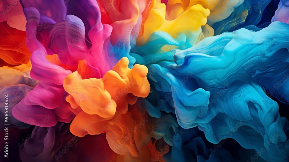 Design an 8K picture bursting with abstract, colorful forms that appear as vivid as a photograph taken with an HD camera