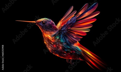 hummingbird logo with multiple colors flying through the air.. © MdAbdul