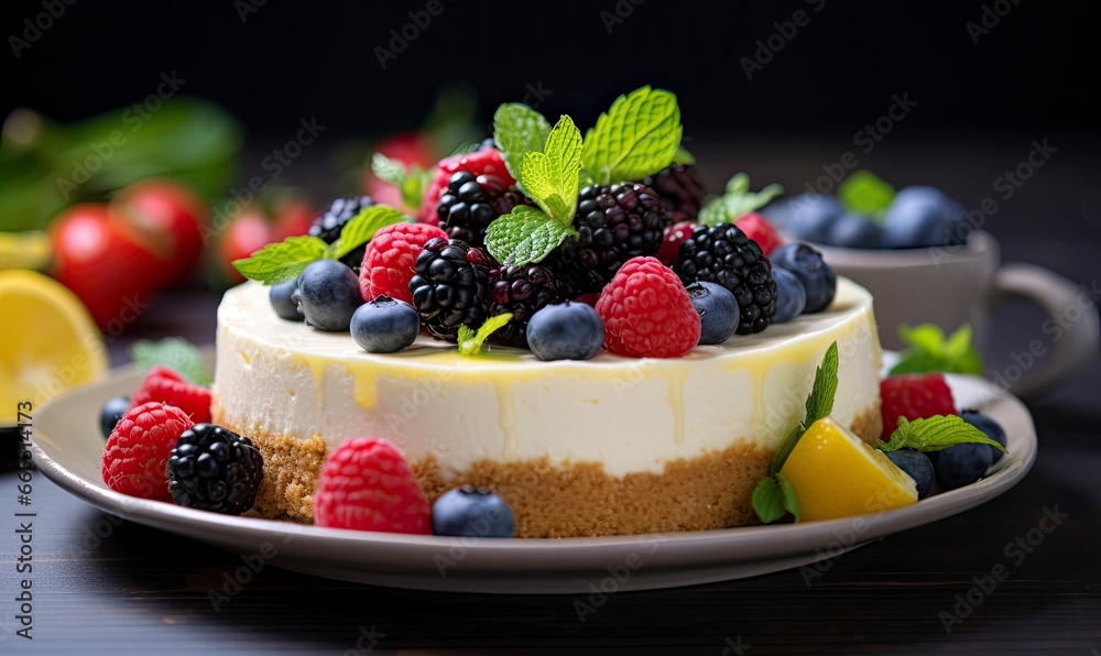 Lemon Cheesecake with Fresh Berries. Lemon Cheesecake with Fresh Berries.