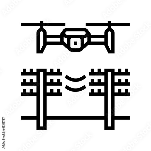 power line inspection drone line icon vector. power line inspection drone sign. isolated contour symbol black illustration