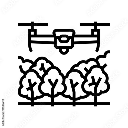 forest management drone line icon vector. forest management drone sign. isolated contour symbol black illustration