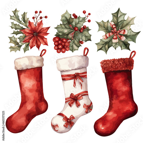 red christmas stocking isolated on white