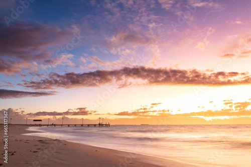 Sunset at Jurien Bay with jetty in background photo